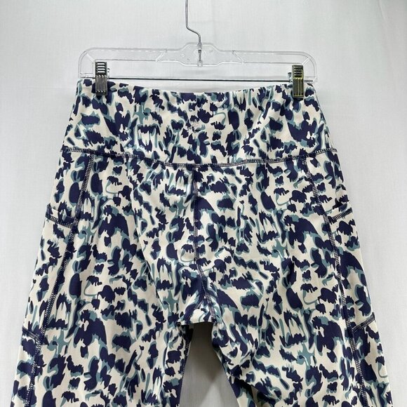 V A Core Leggings Women Sz L High Rise Pull On Animal Print Blue/Ivory - Picture 4 of 10